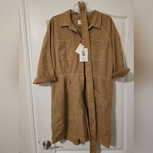 The GREAT. Tan Khaki Belted Pleated Boiler Suit Romper Jumpsuit SZ LG (3)